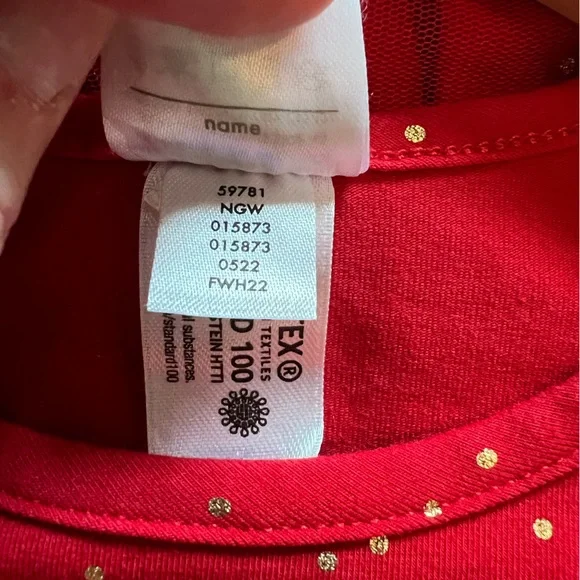 Hanna Andersson: Shimmer Star Dress in Soft Tulle Red with Gold Sparkle: Size 12 - Picture 5 of 6